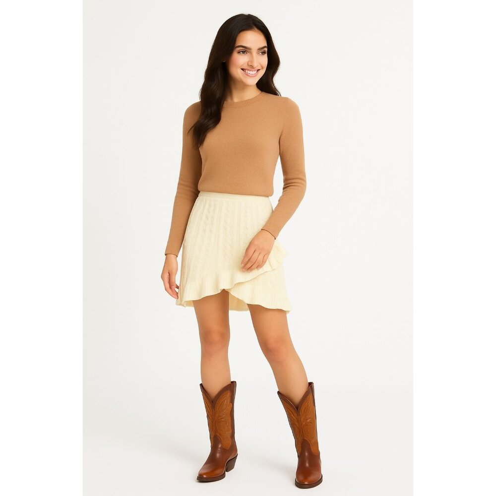 2/$30 NWT Cider XL Cable Knit Cream Ruffle Hem Mini Skirt